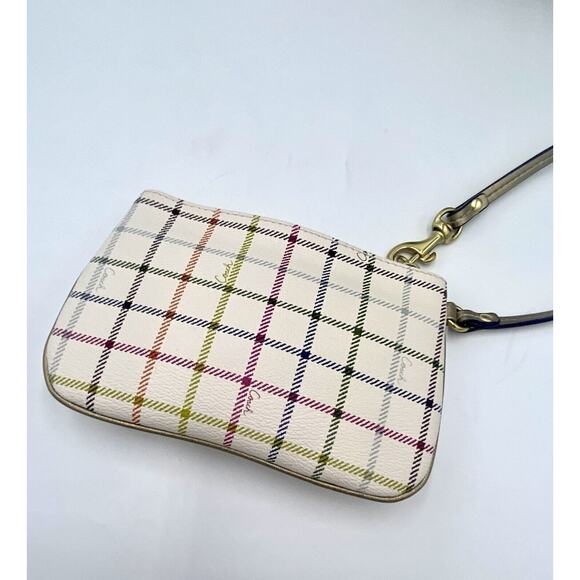 Coach Peyton Heritage Multicolor Tattersall Logo Script Wristlet Pouch - Picture 4 of 7